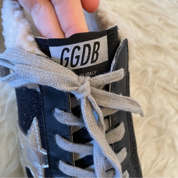 Golden Goose Superstar Sabot Sneaker Shearling Lined Black Silver Beige size 36 - Picture 7 of 16